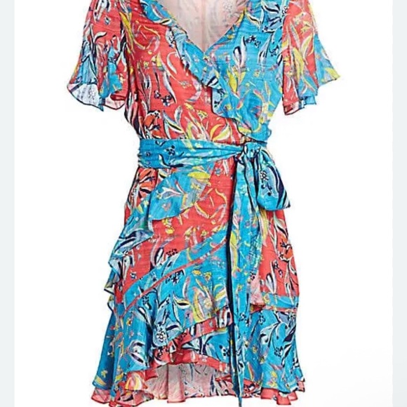 Tanya Taylor Dresses & Skirts - Tanya Taylor Bianka Silk Faux Wrap Floral Print Ruffle Mini Dress Size 4 Women's
